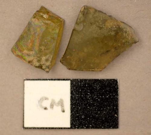 Glass, green bottle glass, fragments