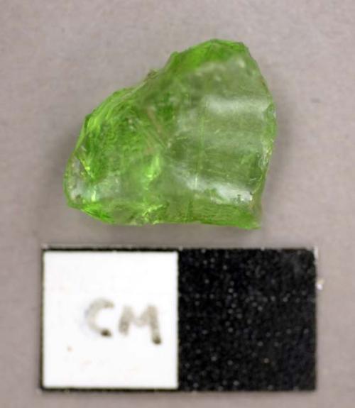 Glass, green bottle glass, fragment, from bottle rim