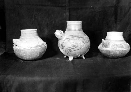 3 Fine Orange effigy jars