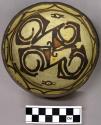 Bowl, polacca polychrome style c. int: zuni rain bird design; ext: unslipped, no