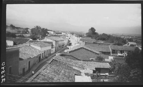 Rooftops of buildings in urban setting