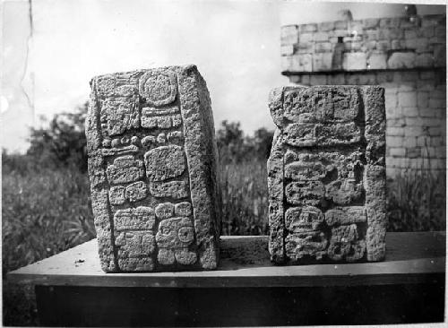 Caracol.  Hieroglyphic stones from facade decoration.