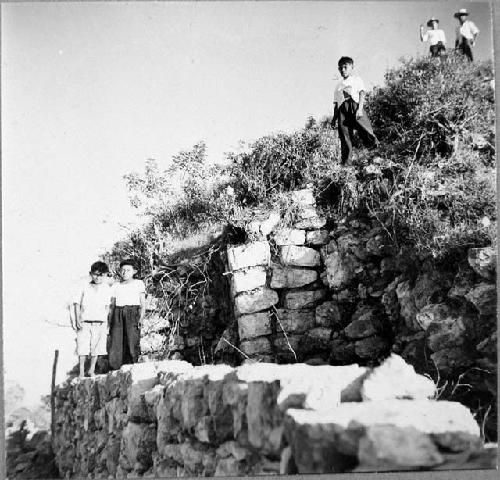 Masonry corner at Northwest corner of Mound 1 from West