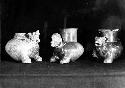 3 Plumbate effigy jars - animal effigies style Va (forelegs modeled - hind legs