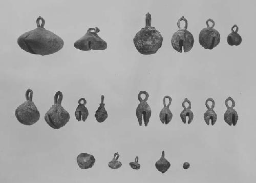 Copper bells. cat. 54-9, 53-135, 55-157 (2 bells), 55-205, 55-101, 54-108