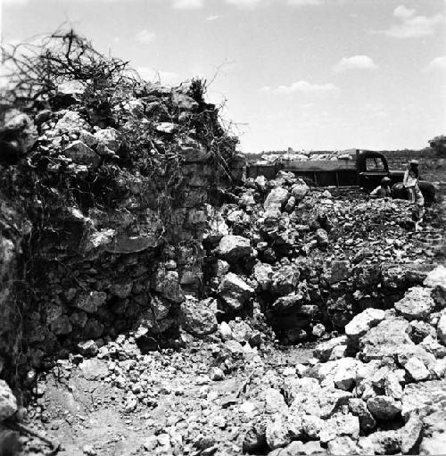 Northeast mound being destroyed for stones