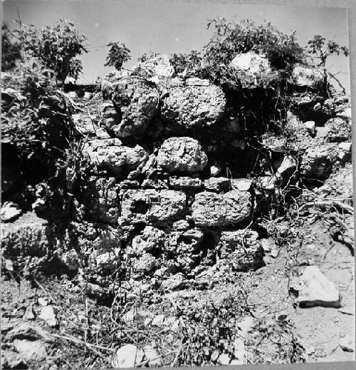 Mound 2, interior masonry looking North of West, probably post conquest cistern