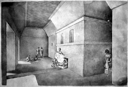 T.Proskouriakoff. Restoration drawing Piedras Negras - Sweat bath (P7)
