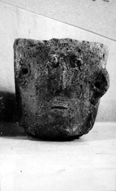 Ceramic effigy vessel, anthropomorphic head, molded features
