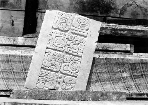 Fragmentary hieroglyphic inscription of stone consisting of 8 glyph blocks