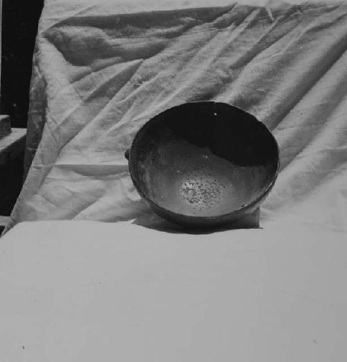 Slateware (medium paste florescent) or Mexican? Hemispheroid bowl in form of a j