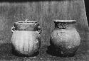 Chultun Jars, #P-1,2, Slate ware with black trickle paint deco.