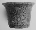 Buff coarse incised flowerpot