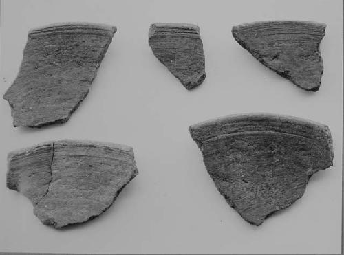 Comales. Santa Clara deposit. Interior of typical sherds, to show characteristic