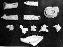 Various clay objects, mainly Tulum incensario ware.