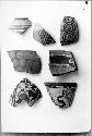Notable potsherds 1-4, 6,7. Nebaj, Quiche. Cut down to Tomb III (E-65) Md