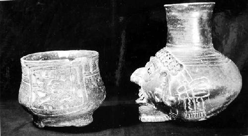 Brown ware bowl and a Plumbate jar