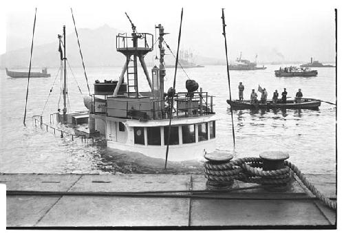 Sunken U.S. Army tugboat being raised