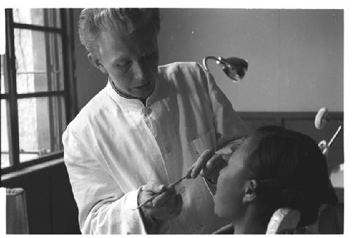 Woman in dentist's office