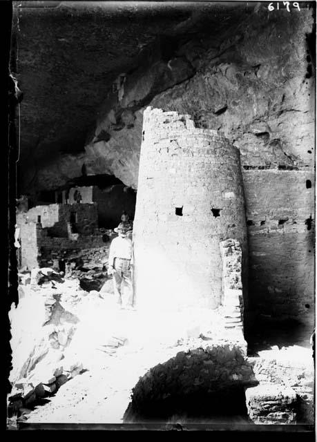 Cliff Palace - Round Tower from South Edge of Plaza