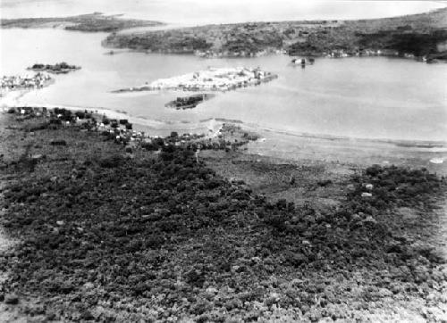 Aerial view of Flores and Lake Peten