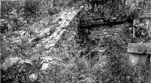 Palace. Lower North side. Balaustrade and terrace walls of older stairway.