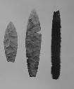 2 flints & obsidian knife. Cat.#53-153, 53-152, 53-151