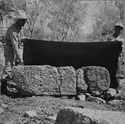 Stela east of small caracol to the east of Main Group