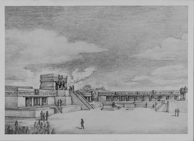 Restoration drawing of Main Ceremonial Center by Tatiana Proskouriakoff ...