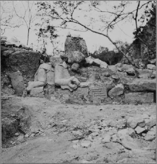 Stucco decoration of south serpent column at Structure Q159