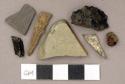 Architectural, stone, flagstone and obsidian pieces, possibly