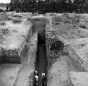 Ball court A - looking S. along central 1941 trench reopened in 1956