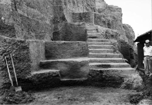 Structure 3 stairway, with terraces and floors. Mound E-III-3