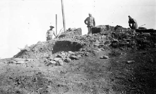 Excavating southeast corner of mound