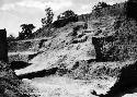 Close-up of ramp or stairway and terraces of adobe structure, Mound C-III-10