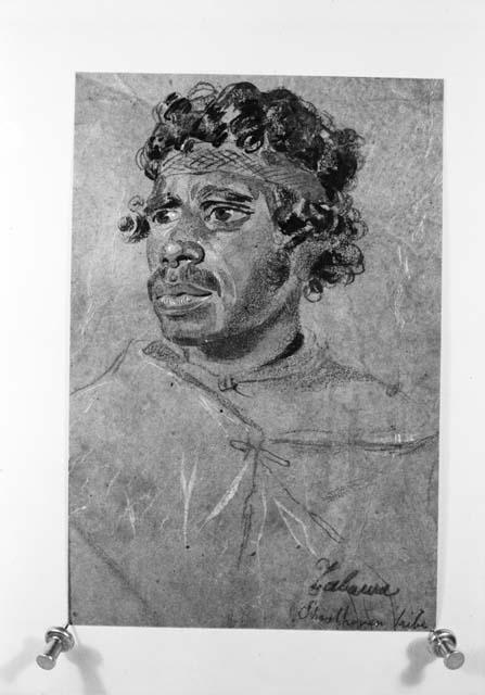 Photograph of wash drawing of native of five island