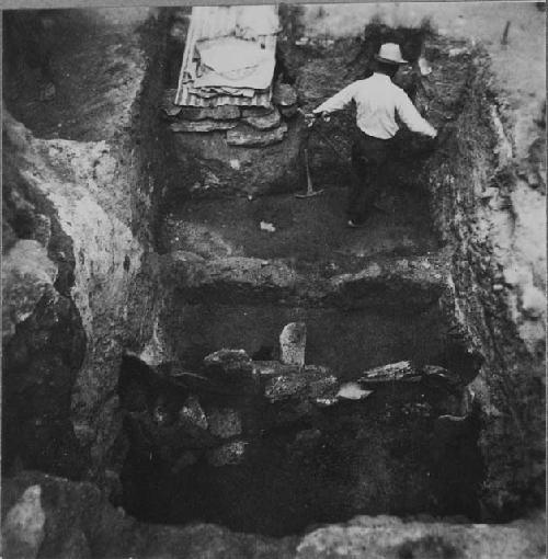 Stone Slabs Covering and Lining Crypt; Looking down to West