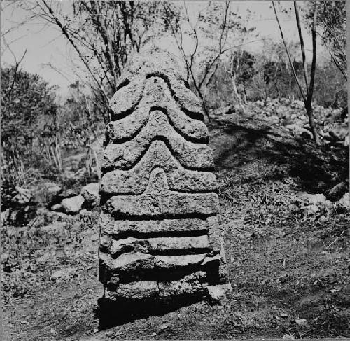 Tail from south serpent column at Structure Q218