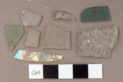 Glass, bottle glass, clear and green fragments