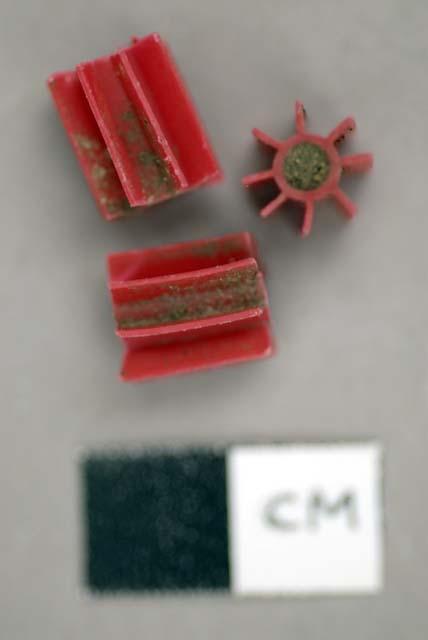 Plastic, objects, red and cylindrical