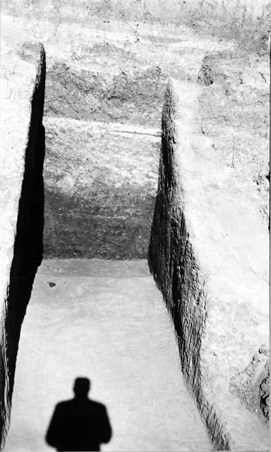 Trench through center of terraced adobe structure, Mound C-III-10