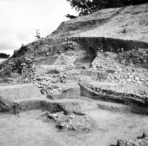 Corner of platform 1 and basal step, Mound B, Structure D