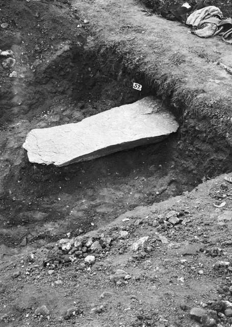 Trench WC west - looking southeast- grave 52 trench with slab covering