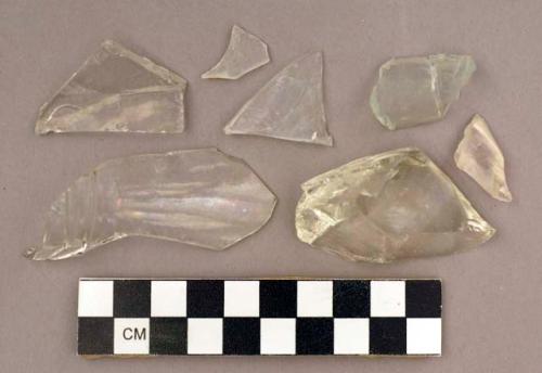 Glass, colorless bottle glass, fragments