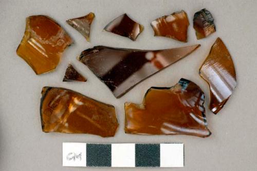 Glass, brown bottle glass, fragments