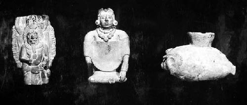A and B, figurines; C, effigy vessel