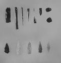 Obsidians and small flints. Cat. ns. 53-61, 53-115, 53-57, 53-115, 53-16, 53-62,