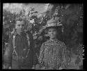 Two children standing outside Jackson Hut