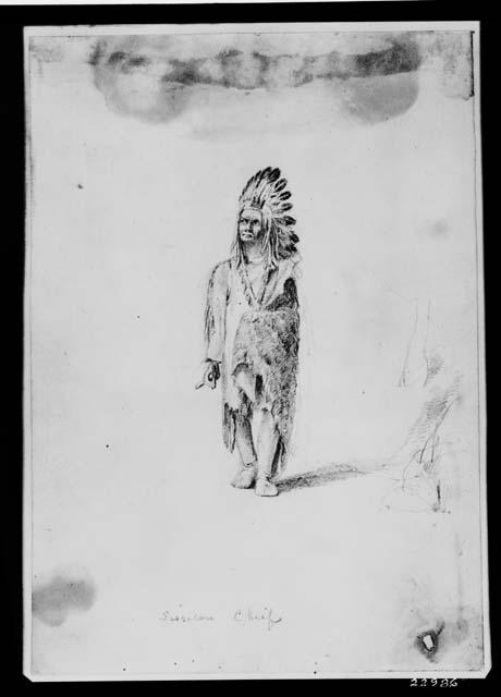 Sisseton Chief. Pencil Sketch by Seth Eastman.