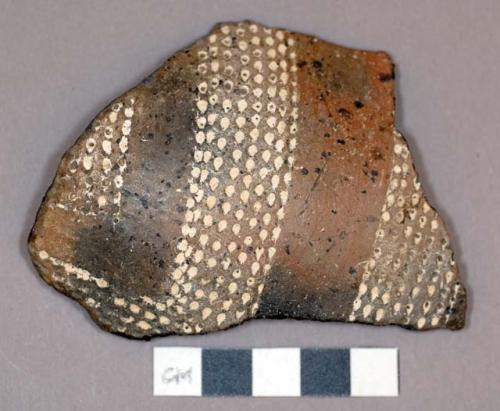 Potsherd, black with white incisions